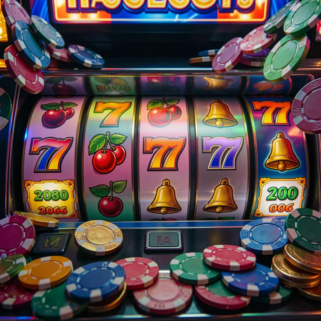 Close up of a classic casino slot machine with bright red 7s and golden details representing the premium slot experience available at 88ABAT in Bangladesh